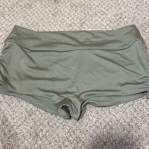 PINK Victoria's Secret Sage Green Active Shorts with Strings to Rutch